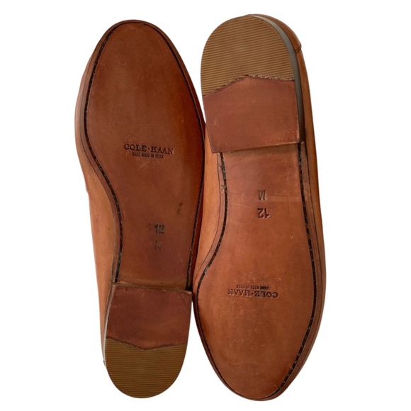 COLE HAAN Leather Tassel Loafers Made in Italy Brown - Picture 8 of 10